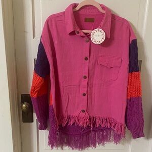 Umgee Vibrant Pink Knit Top Great Holiday Gift